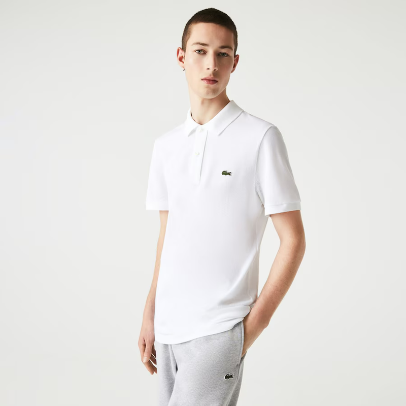 Lacoste Men White Solid Polos